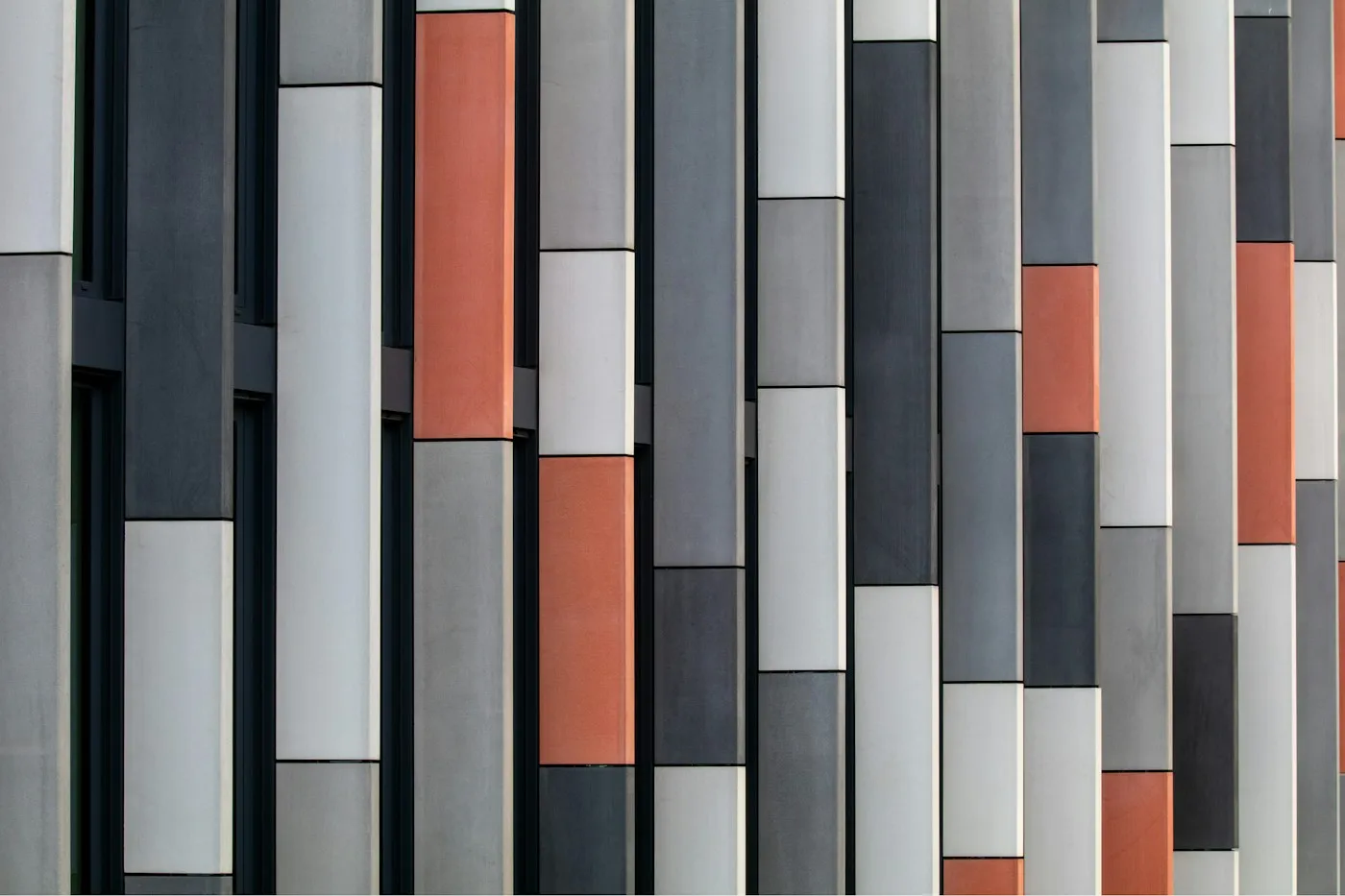 Contemporary façade with panels in different tones; illustrative application
